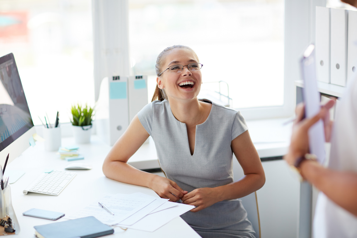 Laughing at joke